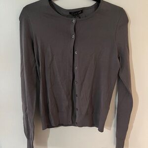 August Silk Charcoal Button-Up Cardigan